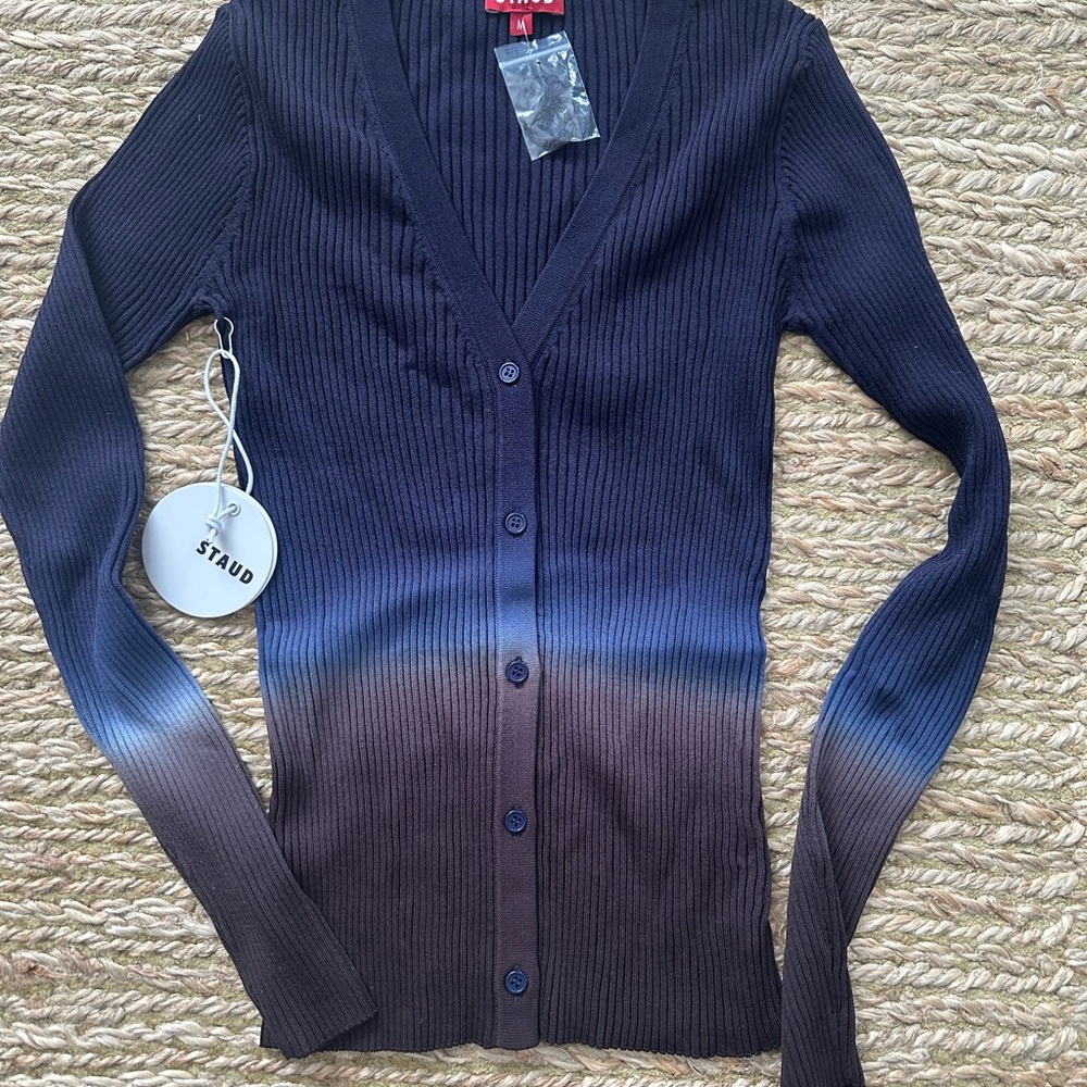 STAUD Women's Gradient Cardigan - Navy and Chocolate